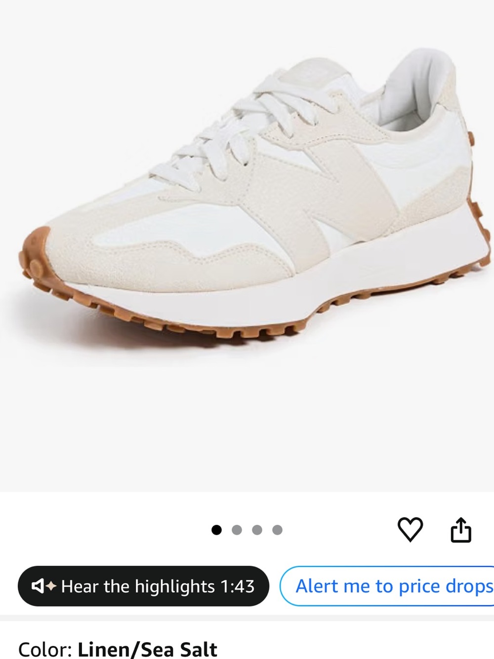 New Balance Linen/Sea Salt Women's Sneaker in White and Tan